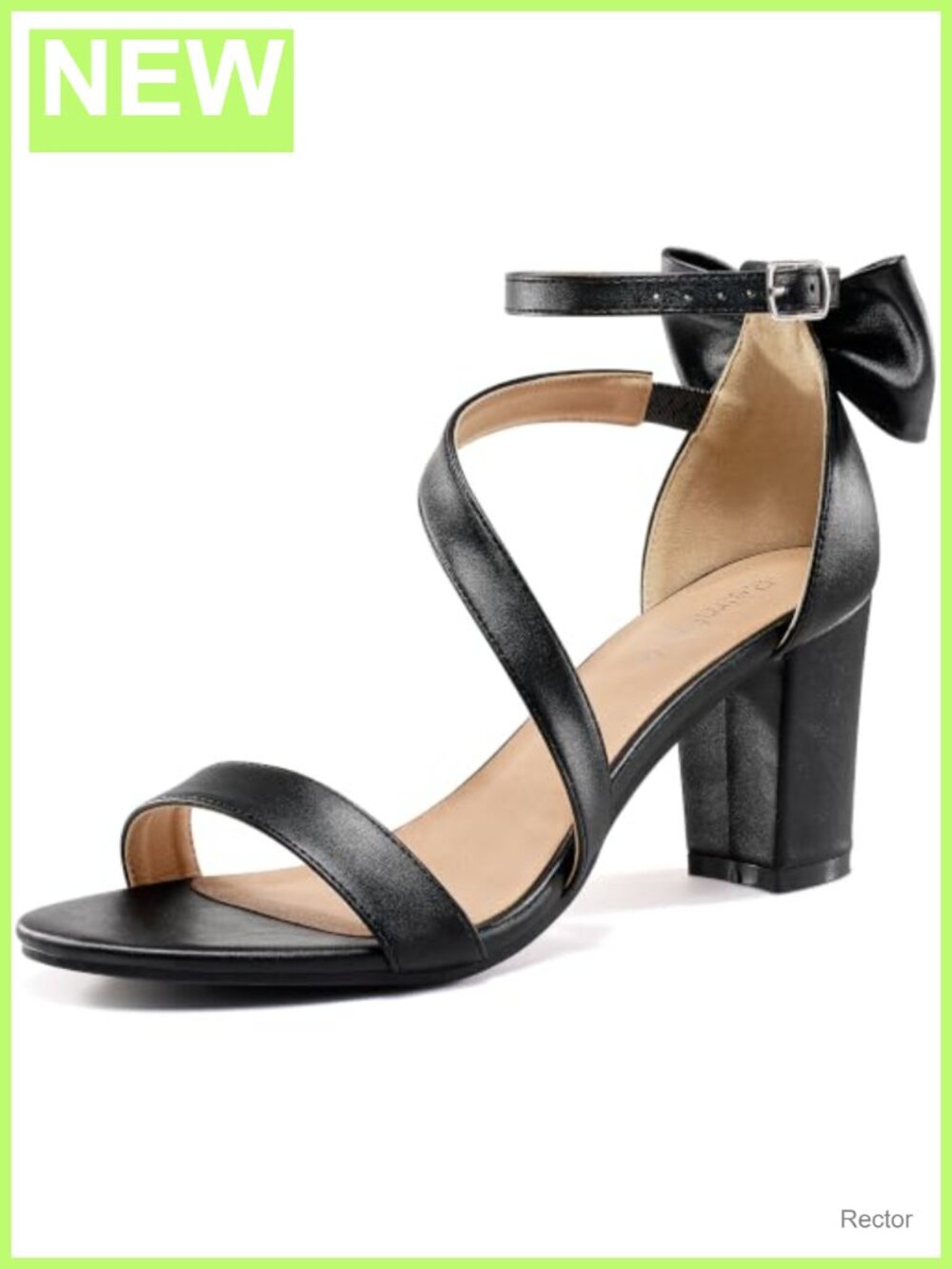 Reimferce Comfortable Block Heels Faux Leather Cushioned Insole